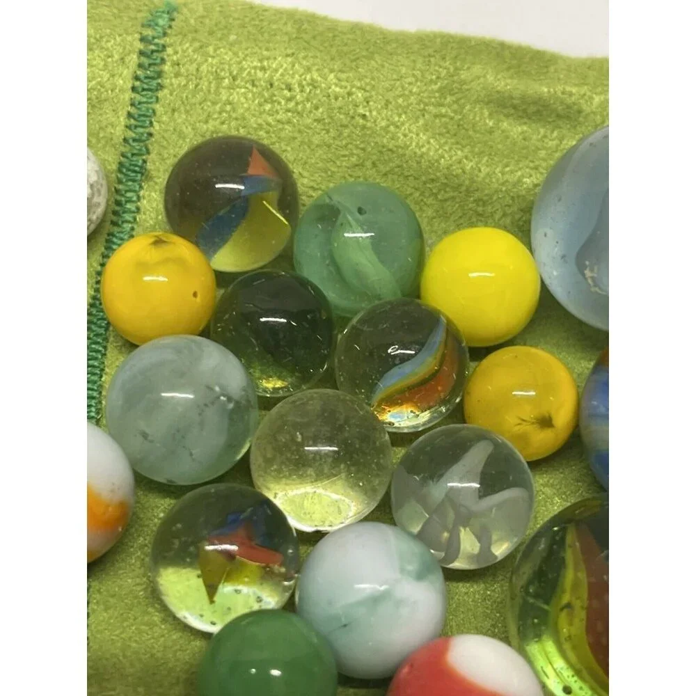 Vintage Marble Lot of 46 Different Sizes Colors